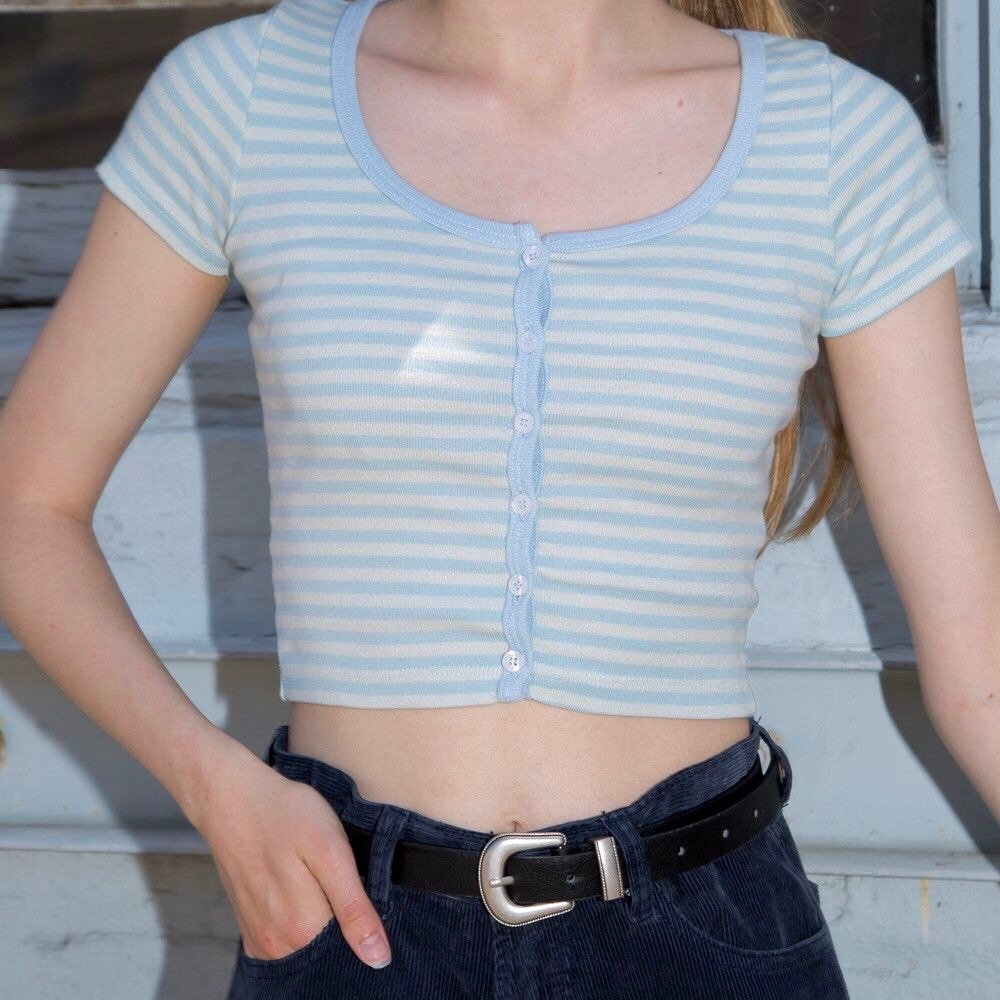 Brandy Melville Blue/Green Striped Zelly Cropped